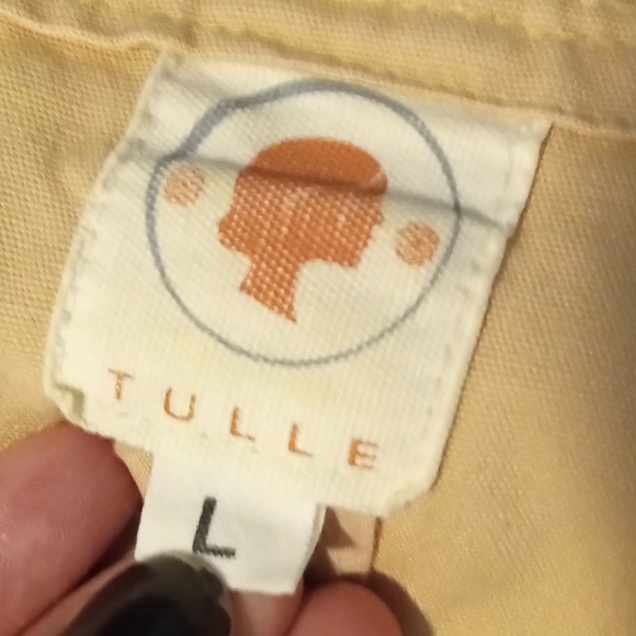 Anthropologie Tulle Peter Pan Collar Cotton Midi Utility Dress Tan Size L - Picture 2 of 10